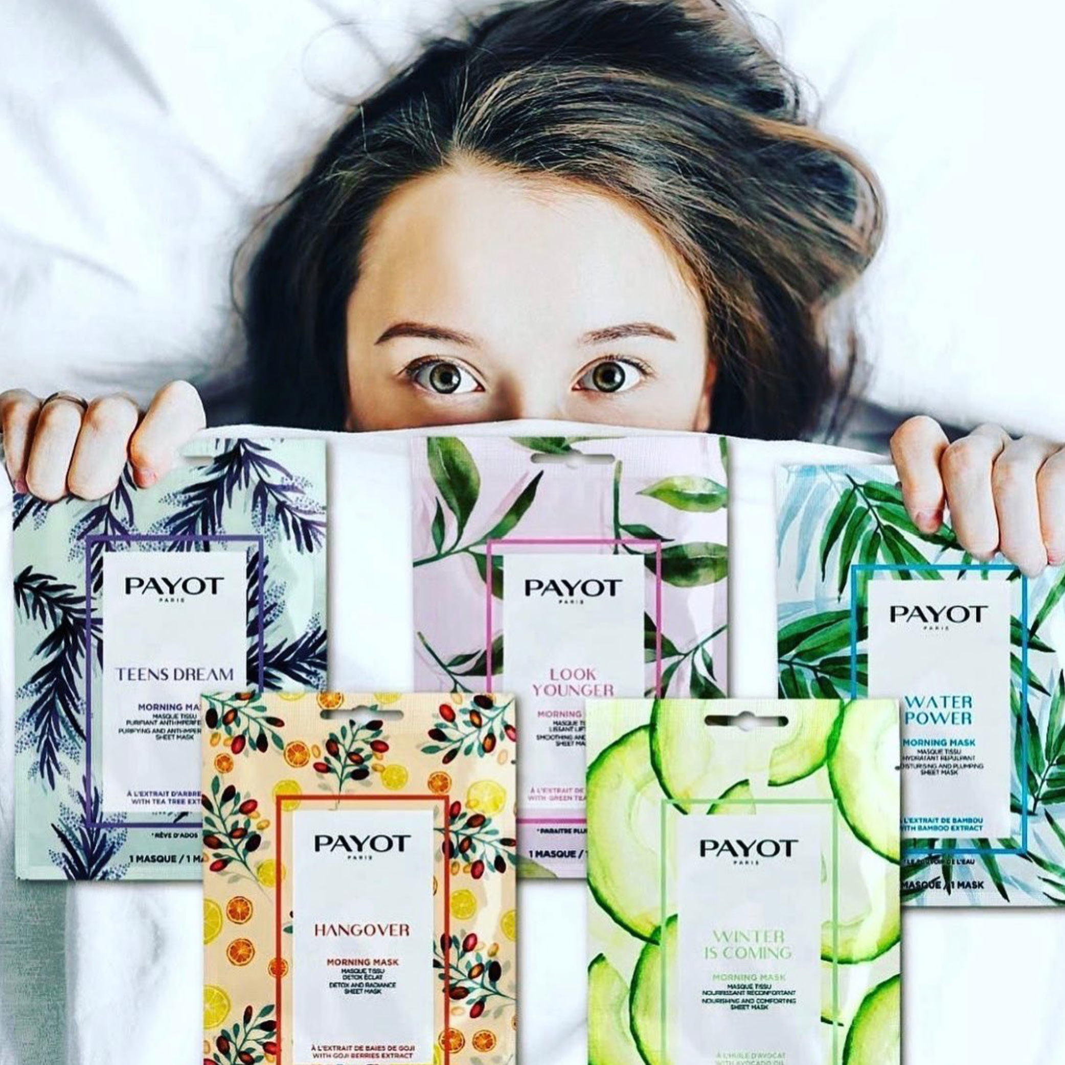 PAYOT - MORNING MASK GROUP SHOT IN BED - Professional Beauty